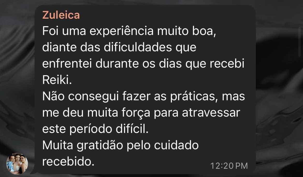 Print da mensagem enviada por Zuleica